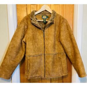 Cabelas Women’s Faux Suede Leather Faux Fur Lined Jacket Large